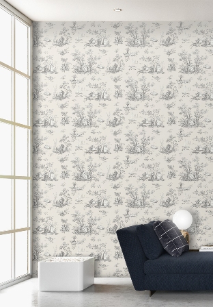 Toile De Jouy Wallpaper - Anthracite